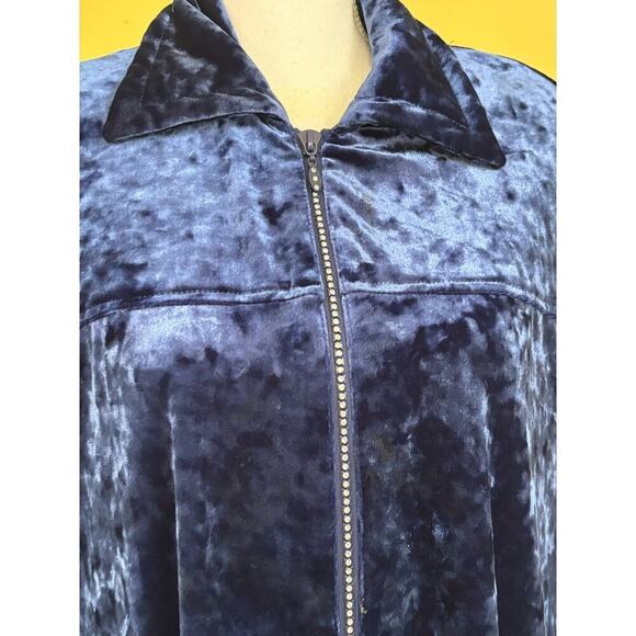 Cabernet crushed velvet/velour long robe, lounge, warm, leisure, zipper bling - Picture 4 of 5